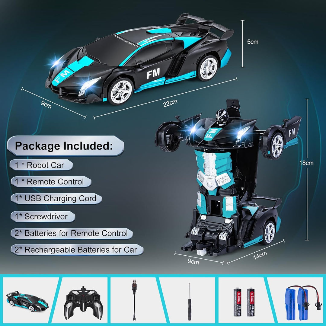 Transformator Spielzeug mit Gestensensor für Kinder 3-12, Ferngesteuertes Auto mit Licht und Sound,