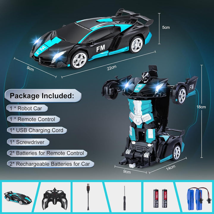 Transformator Spielzeug mit Gestensensor für Kinder 3-12, Ferngesteuertes Auto mit Licht und Sound,