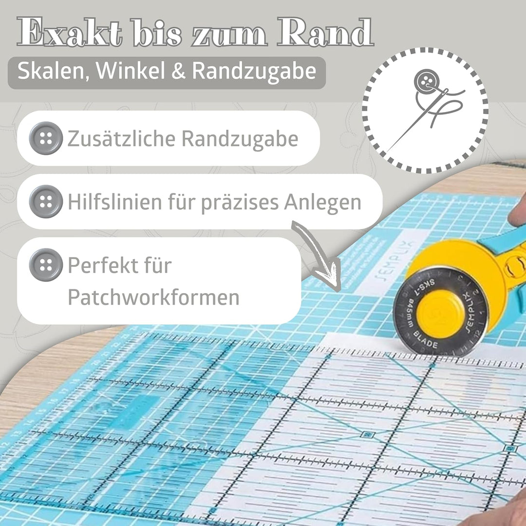 SEMPLIX Schneidematte A1 in Grün, Rosa, Grau, Türkis, Lila. Ideal fürs Basteln, Nähen und Patchworke