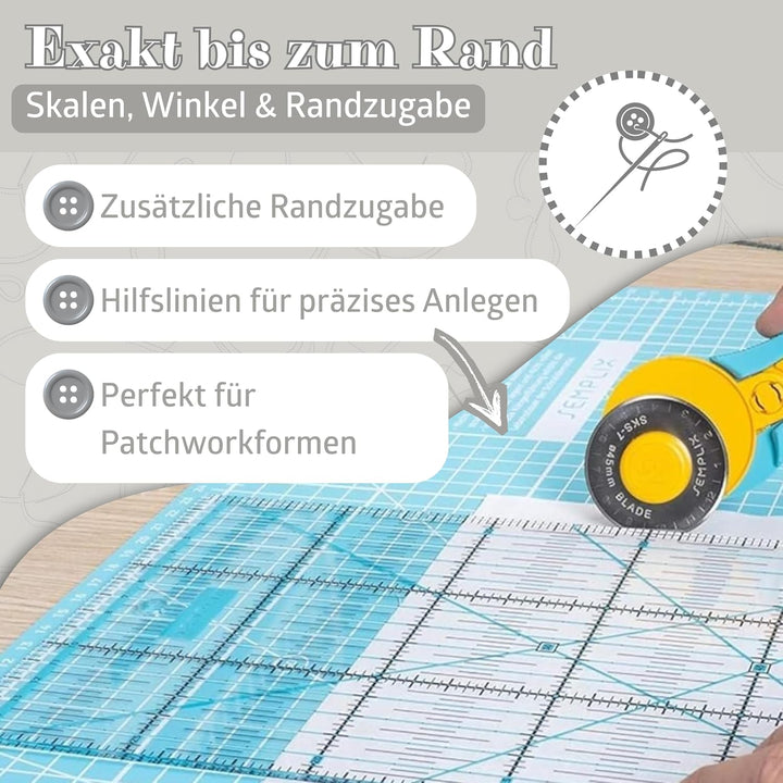 SEMPLIX Schneidematte A1 in Grün, Rosa, Grau, Türkis, Lila. Ideal fürs Basteln, Nähen und Patchworke