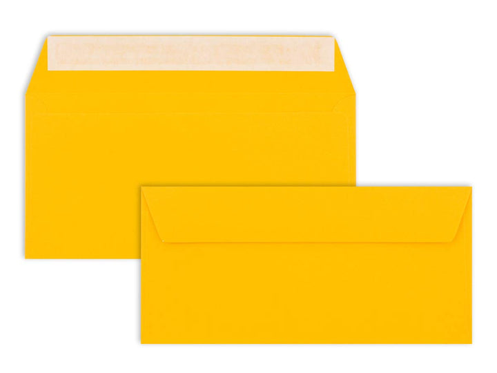 150 Brief-Umschläge DIN Lang - Honiggelb - 110 g/m² - 11 x 22 cm - sehr formstabil - Haftklebung - Q