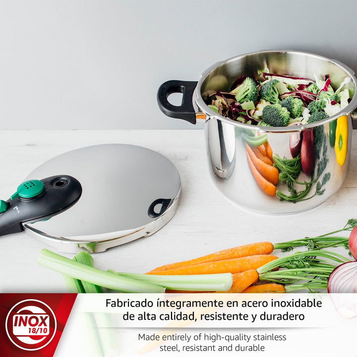 Magefesa DYNAMIC - Schnellkochtopf 5L, Edelstahl 18/10, 5 Sicherheitssysteme, Einfache Bedienung, Fü