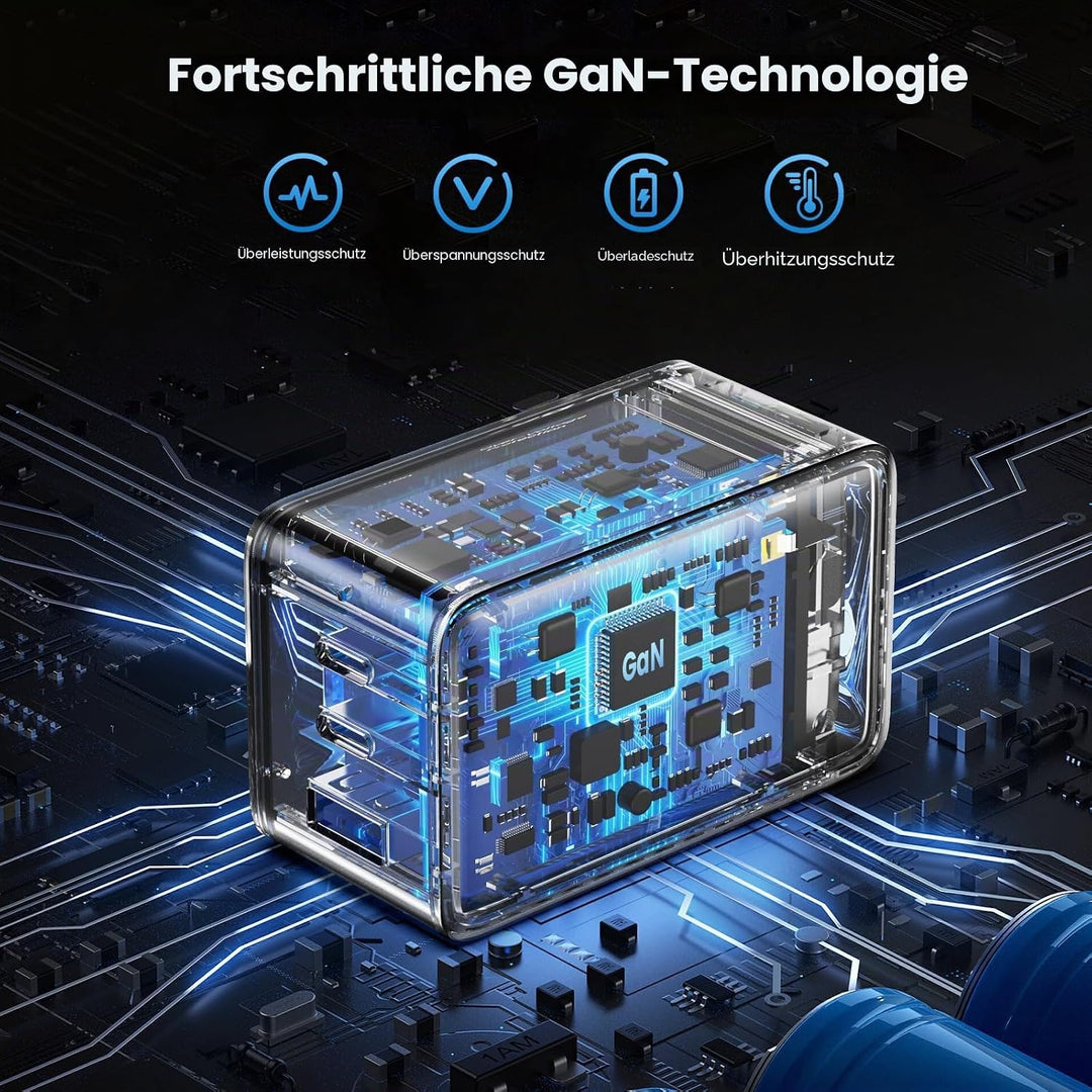 130W USB C Ladegerät, 3-Port GaN IV USB C Netzteil Laptop Ladegerät, 65W PD/PPS/QC Schnellladegerät