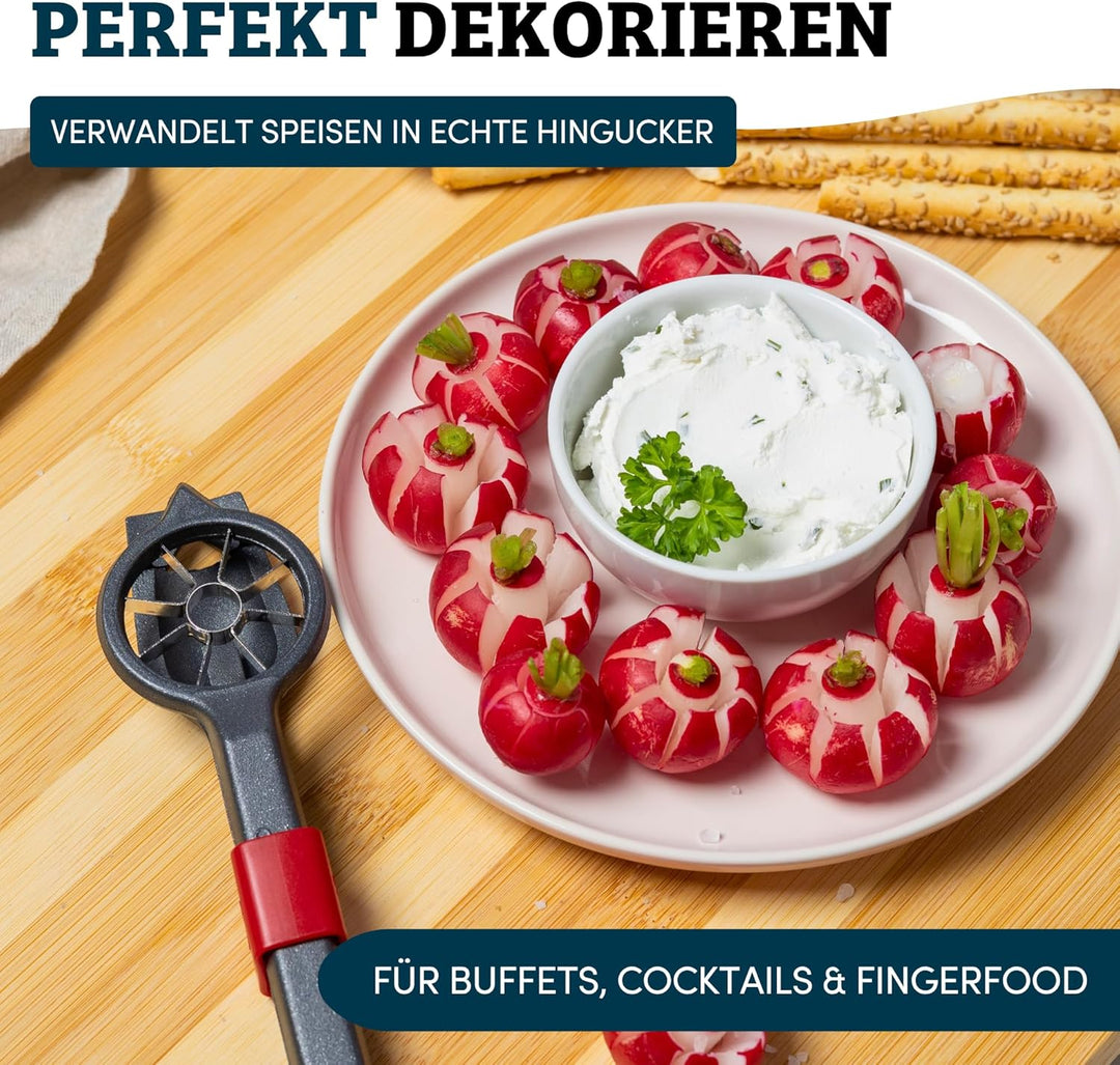 Westmark Radieschen Schneider Decoretto Black Edition – Radieschen & Zitronen verzieren – Buffet & S