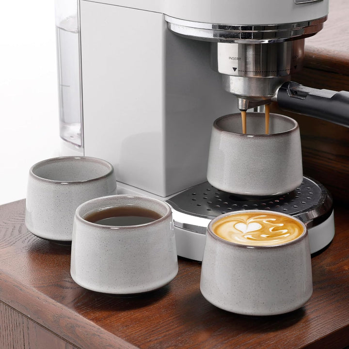 NOVAJOY | Espressotassen Set | 4-teilig | 200 ml | Hochwertige Tassen aus Steingut | Ohne Henkel | S
