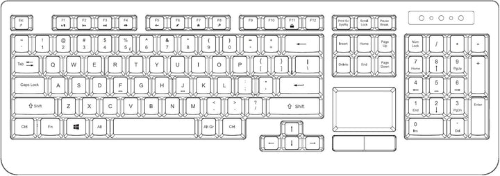 Perixx PERIBOARD-513 Tastatur mit Touchpad USB (US-Englisch) schwarz Layout: US ENGLISH, Layout: US