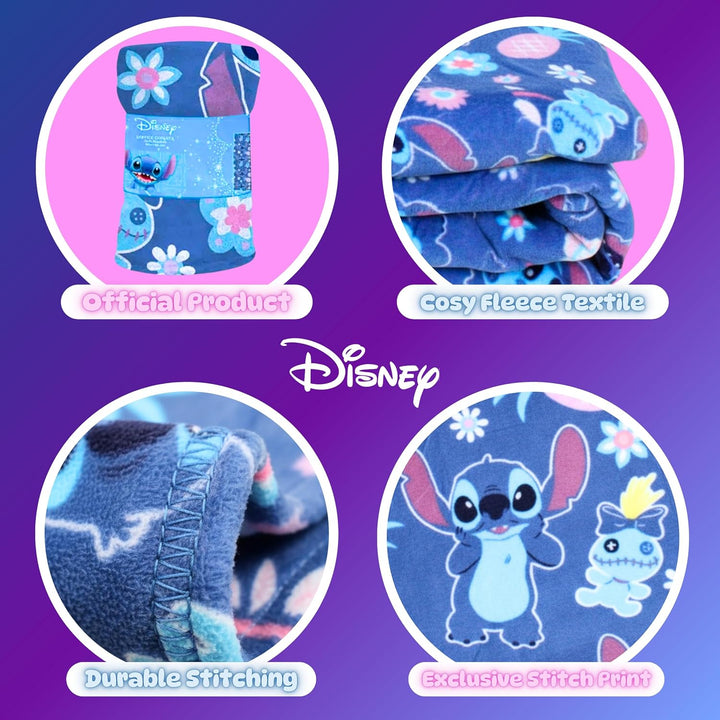 Disney Stitch Decke mit Tropischem Design Weiches und Warmes Fleece, Geschenk für Mädchen und Teenag