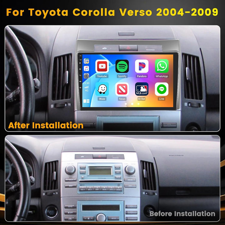Hikity 2G+64G Autoradio Android 15 für Toyota Corolla Verso 2004-2009 mit 9-Zoll-Touchscreen, Stereo
