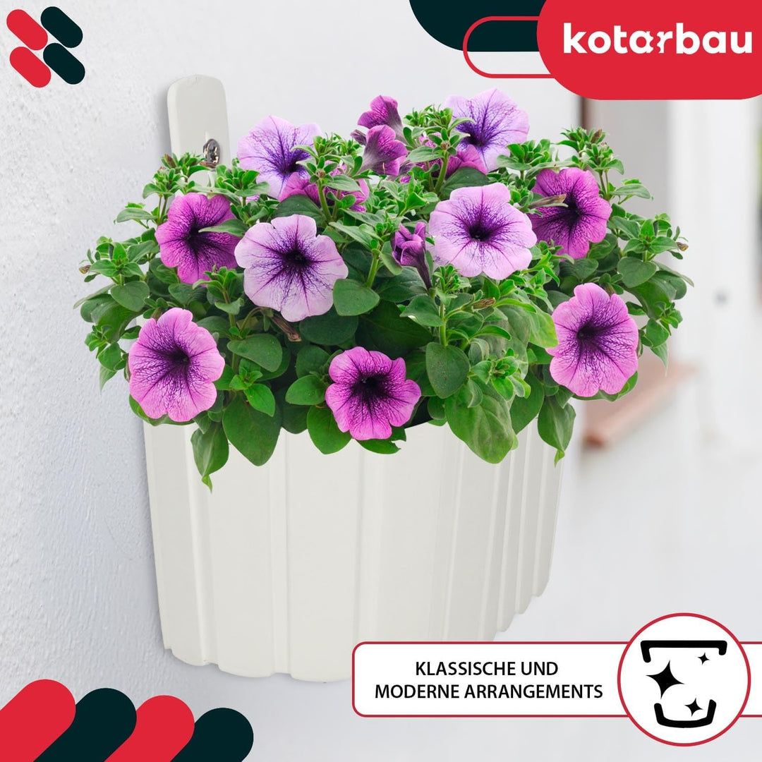 KOTARBAU® 4er Set Blumenkasten Balkon - Wandampel - Blumentopf - 28x14cm H: 13cm Weiss - Wandampel f