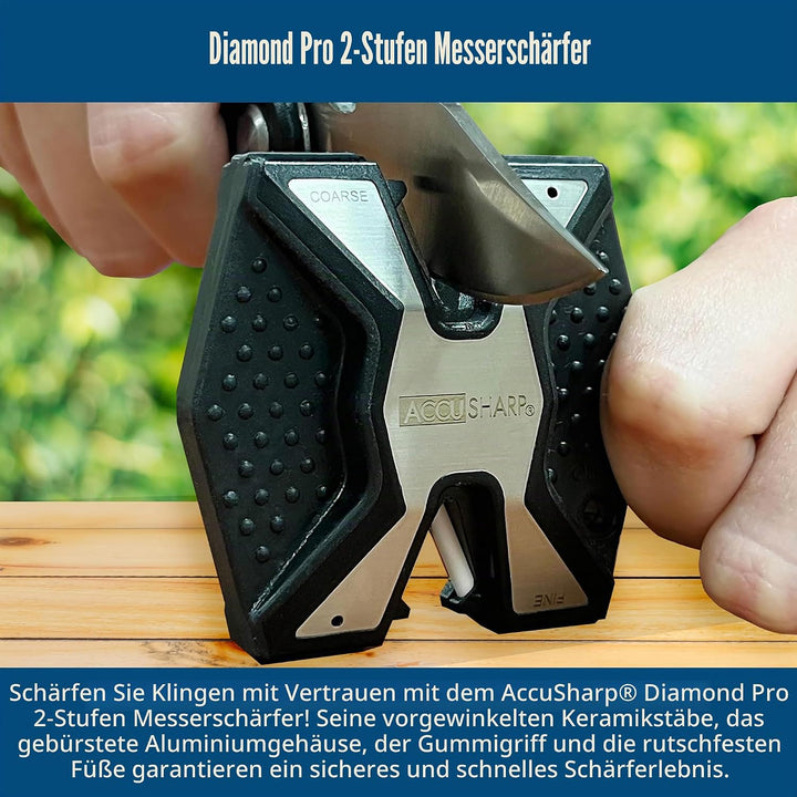AccuSharp Messerschärfer Sharp and Easy Diamant Pro Rutschfester, Silber, ACCU-017C, Silber