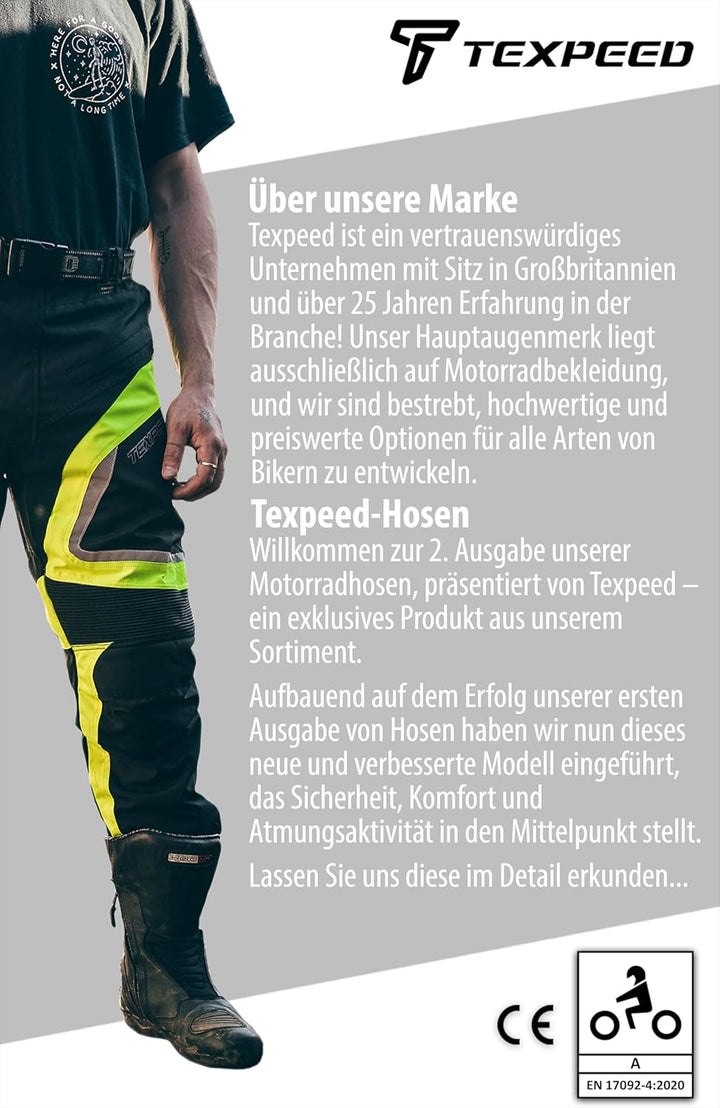 Texpeed Motorradhose Mit Protektoren Herren - Textil Wasserdicht Motorroller Motorrad Bikerin Mit Sc