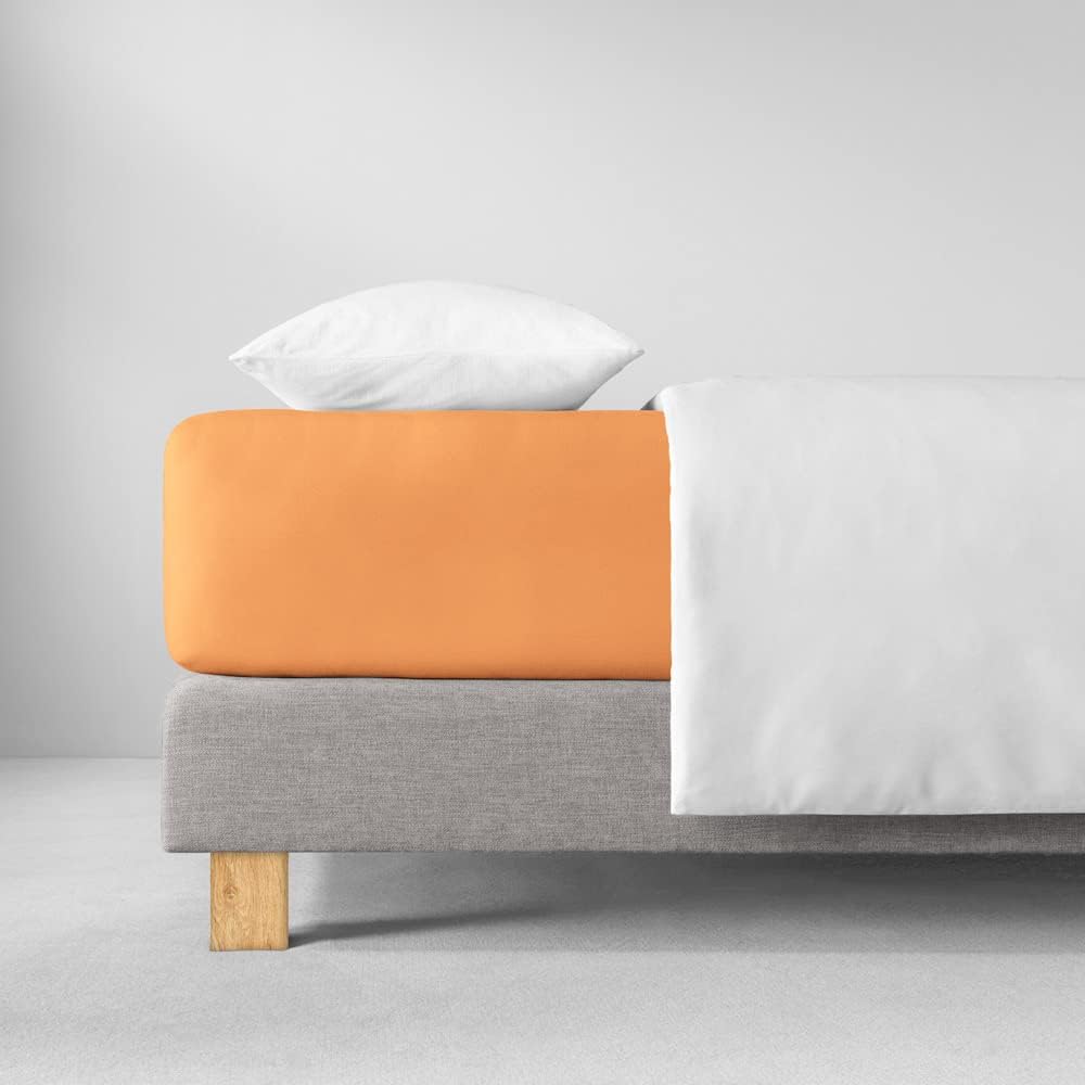 ESTELLA Spannbetttuch Zwirnjersey | Apricot | 100x200 cm | passend für Matratzen 140-160 (Breite) x