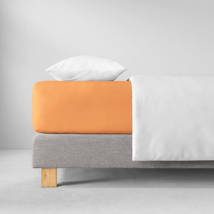 ESTELLA Spannbetttuch Zwirnjersey | Apricot | 100x200 cm | passend für Matratzen 140-160 (Breite) x