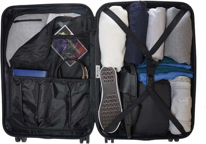 Suitline 3er Koffer-Set Trolley-Set Rollkoffer Hartschalen-Koffer Reisekoffer, TSA, (55 cm, 66 cm, 7