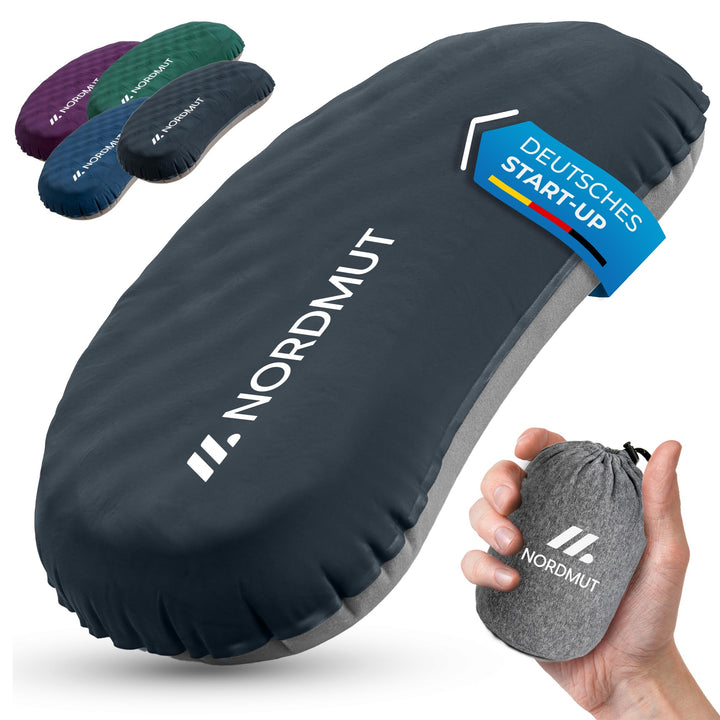 NORDMUT® Campingkissen aufblasbar [SoftSleep+] Komfortables Kissen Ultraleicht mit kleinem Packmass