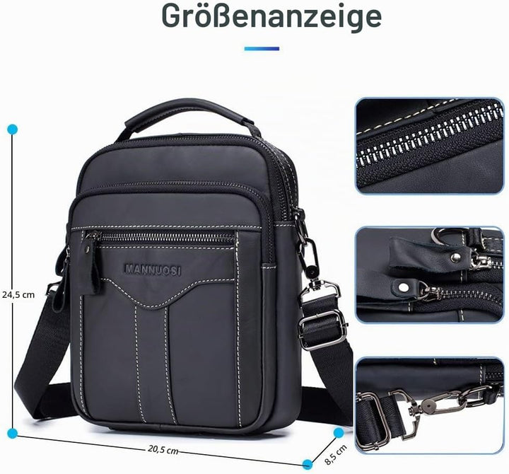 MANNUOSI Herren Schultertaschen business Freizeit Henkeltaschen echtleder vintage Handtaschen Einhei