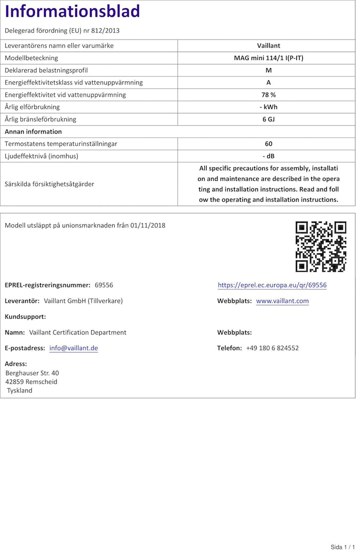 ATMOMAG Mini 114/1 GPL GAS VAILLANT Modell ATMOMAG MINI 11 Litri, 11 Litri LPG