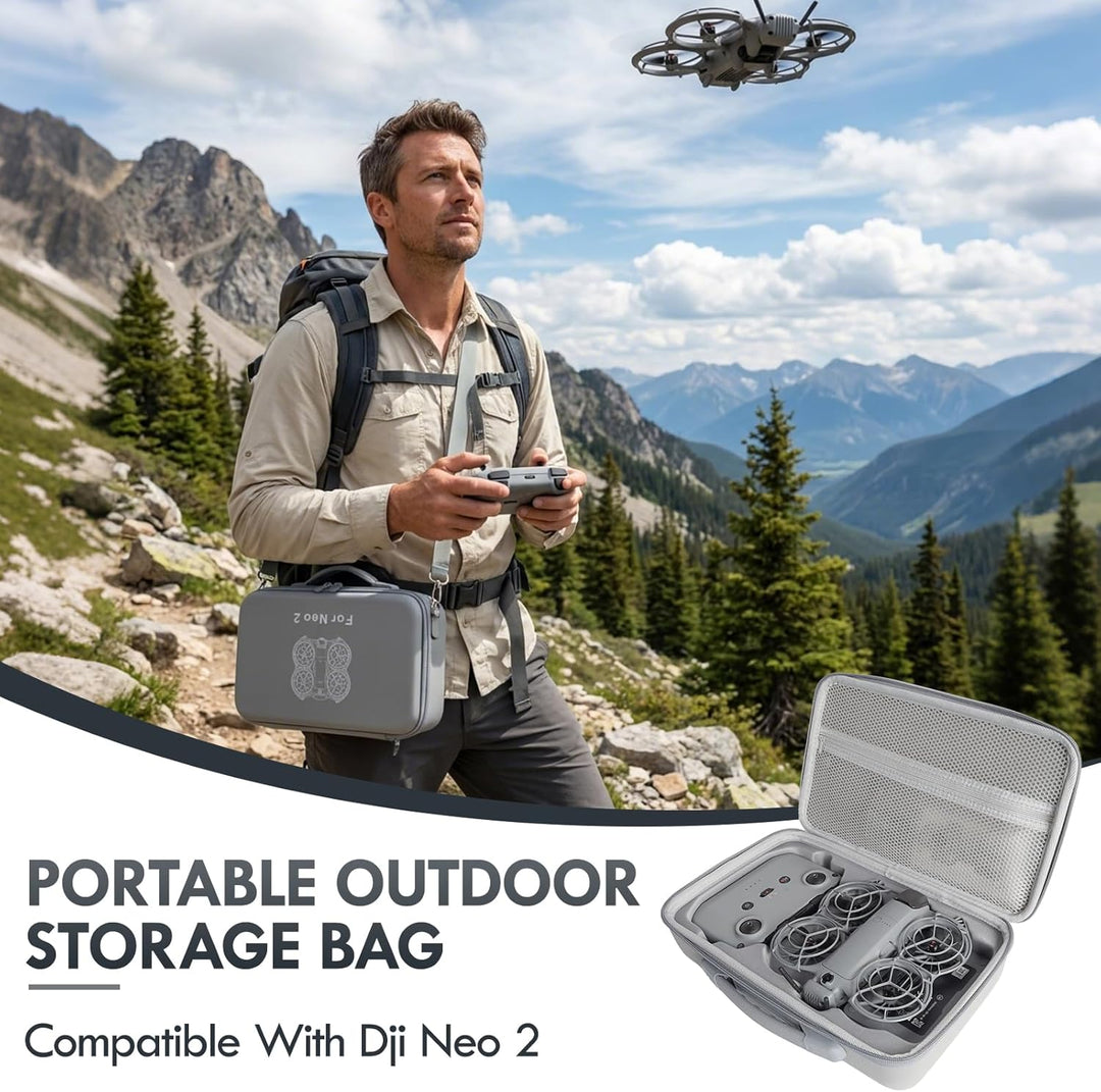 Tasche für DJI Neo 2 Zubehör, Tragbar PU Case mit Tragegurt für DJI Neo 2 Fly More Combo, Compatible