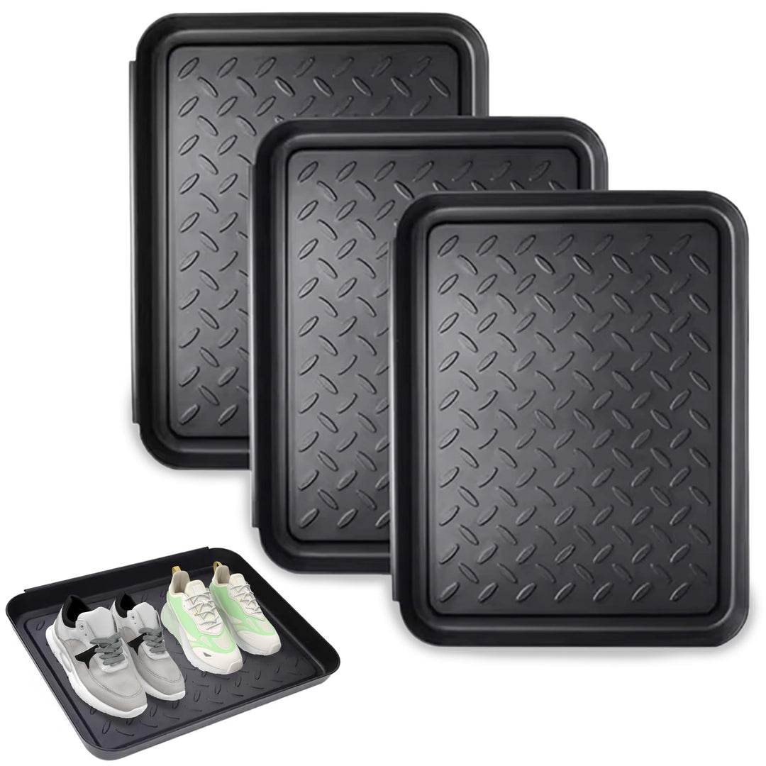 Schuhablage Schuhabtropfschale 3er Set – rutschfeste Schuhmatte Abtropfmatte aus Kunststoff, Schuhab