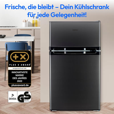 MEDION Mini Kühl-Gefrierkombination (85 Liter, 61L Kühlteil, 24L Gefrierteil, freistehend, 40 dB, tr