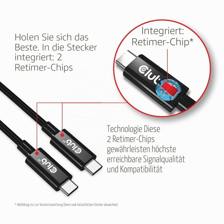 Club3D CAC-1579 USB4 Gen3x2 Type-C Bi-Direktionale Kabel 8K60Hz oder 4K120Hz, Data 40Gbps, PD 240W(4