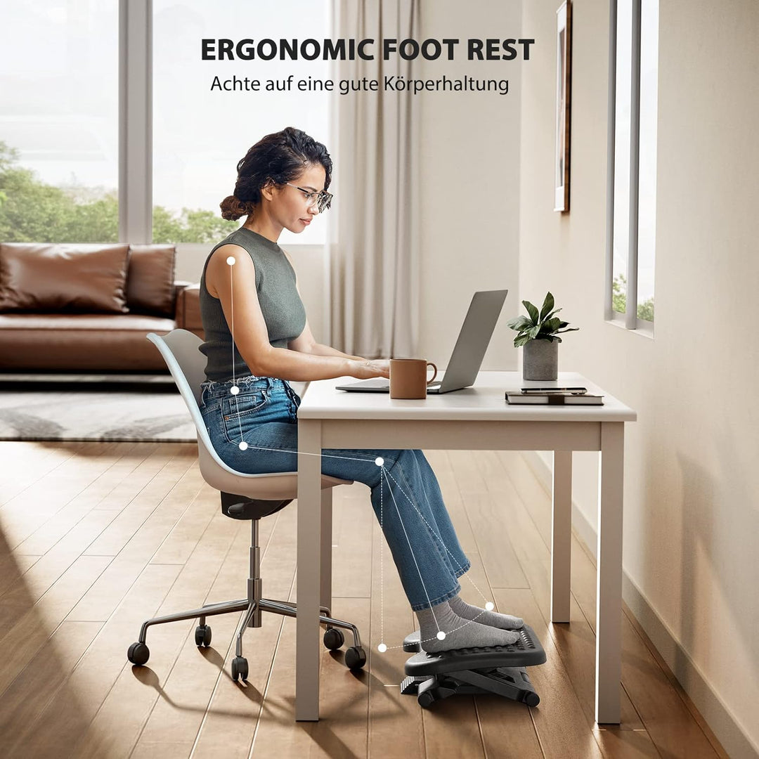 HUAUO Fussstützen, Fussstütze Schreibtisch 3 höhenverstellbar und winkelverstellbar, rutschfeste Fus