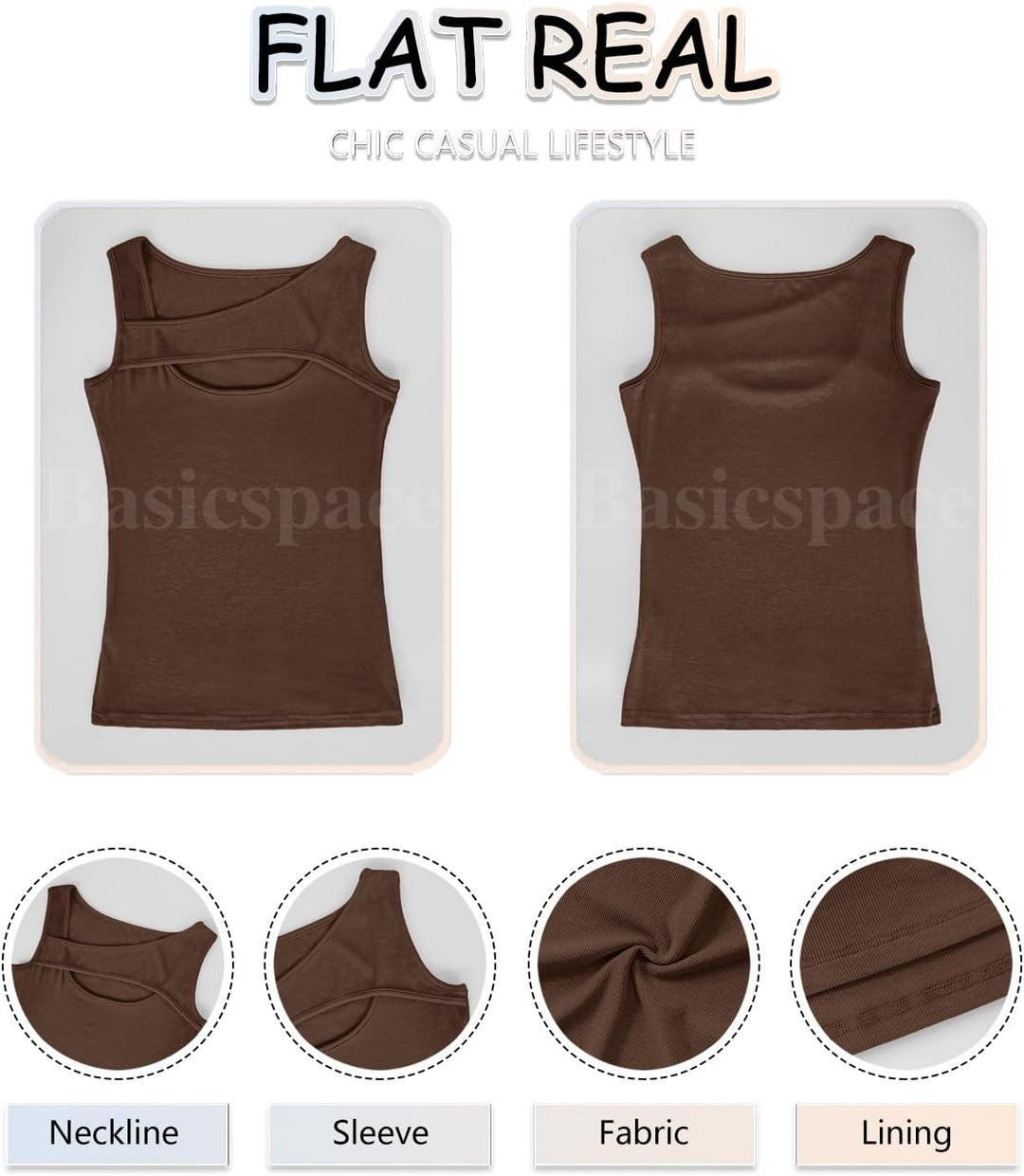 Basicspace Damen Ausschnitt Design Top Frühling Sommer Vielseitige Weste Schlanke Gerippte Weste S K