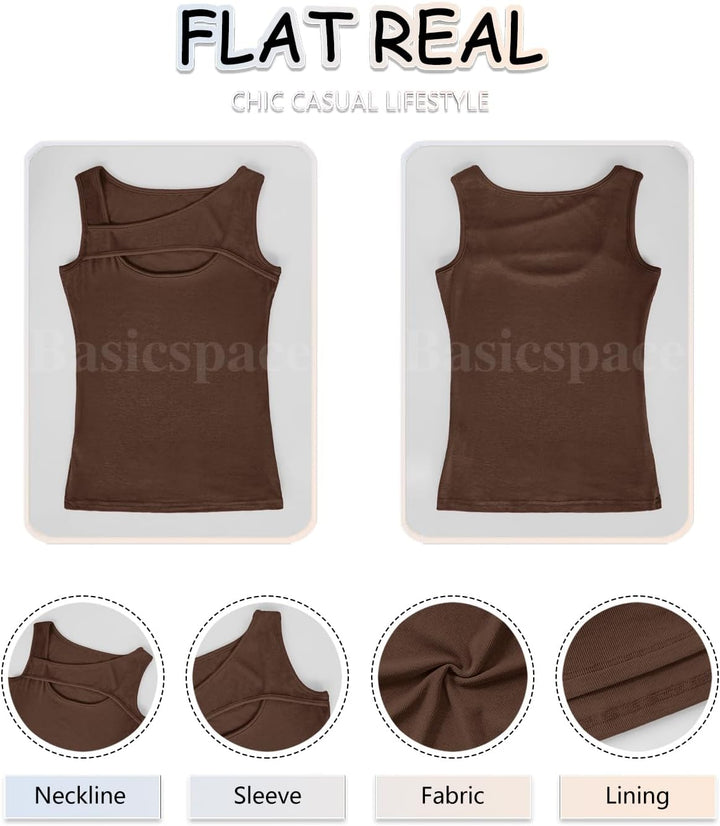 Basicspace Damen Ausschnitt Design Top Frühling Sommer Vielseitige Weste Schlanke Gerippte Weste S K