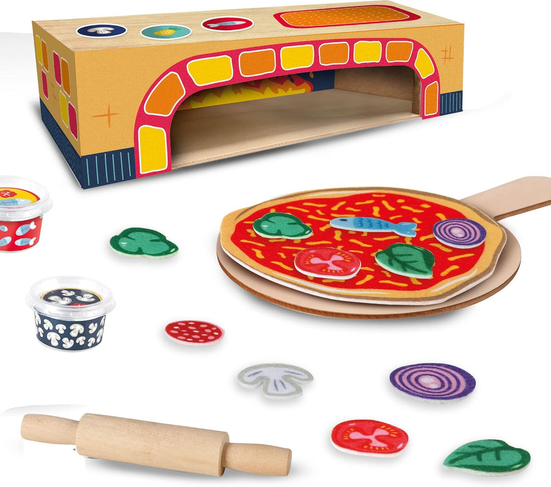 SES Creative 18016 Pizzaofen Spielset aus Holz für Kinder - Kreatives Rollenspiel und Kochsimulation