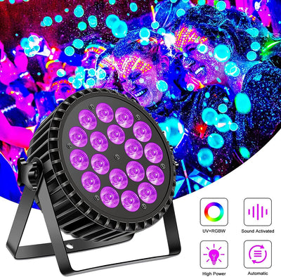 DELIBANG Par LED UV RGB Luci Palcoscenico Discoteca DJ Faretti 18 LED Par DMX Auto Sound 200W, 8CH A