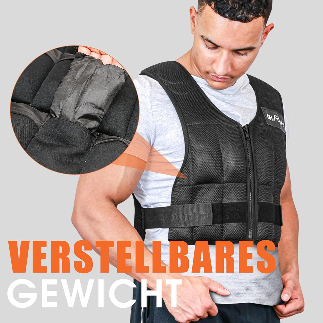 DH FitLife Verstellbare Gewichtsweste 10/20/30KG zum Muskelaufbau u. Krafttraining | Weighted Vest |