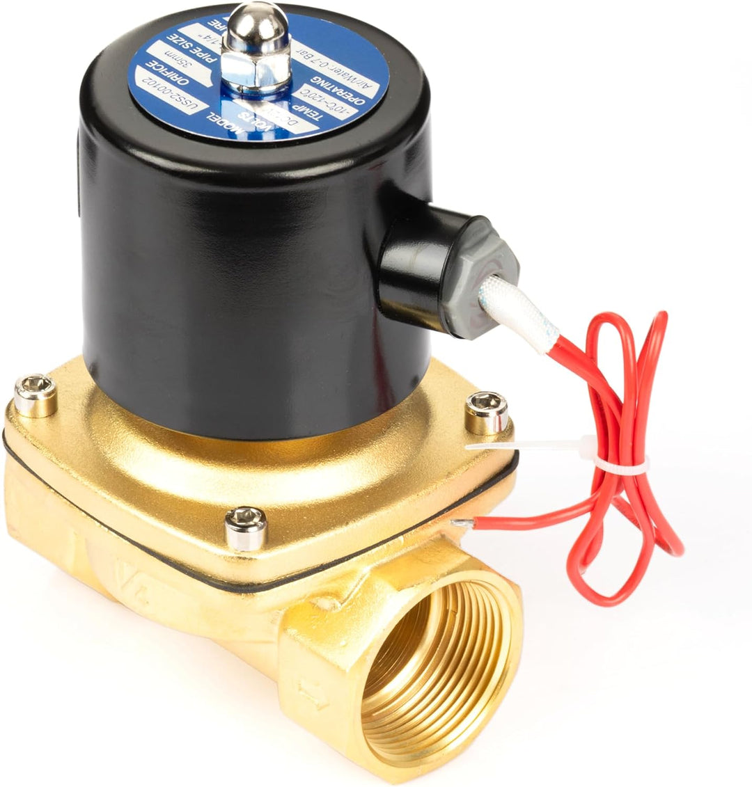 U.S. Solid 1-1/4" Messing Elektrisch Magnetventil 12V DC stromlos geschlossen VITON Wasser Luft Öl G