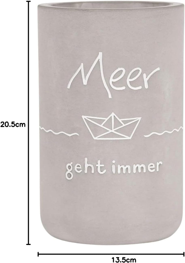 Flaschenkühler aus Beton, 20,5 cm Höhe, Grau Meer geht immer, Meer Geht Immer