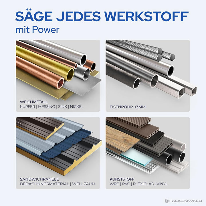 FALKENWALD® Stichsägeblätter Metall 5x T718BF – Extra lange Sägeblätter 180mm für Metall, Kunststoff