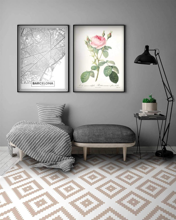 Panorama Vinylteppich Rosa Quadrate - 60x110 cm - Waschbar rutschfest Küchenteppich Rosa 60 x 110 cm