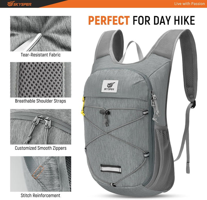 SKYSPER Faltbarer Kleiner Rucksack 10L, Kleiner Wanderrucksack Herren Damen | Ultraleicht Daypack fü