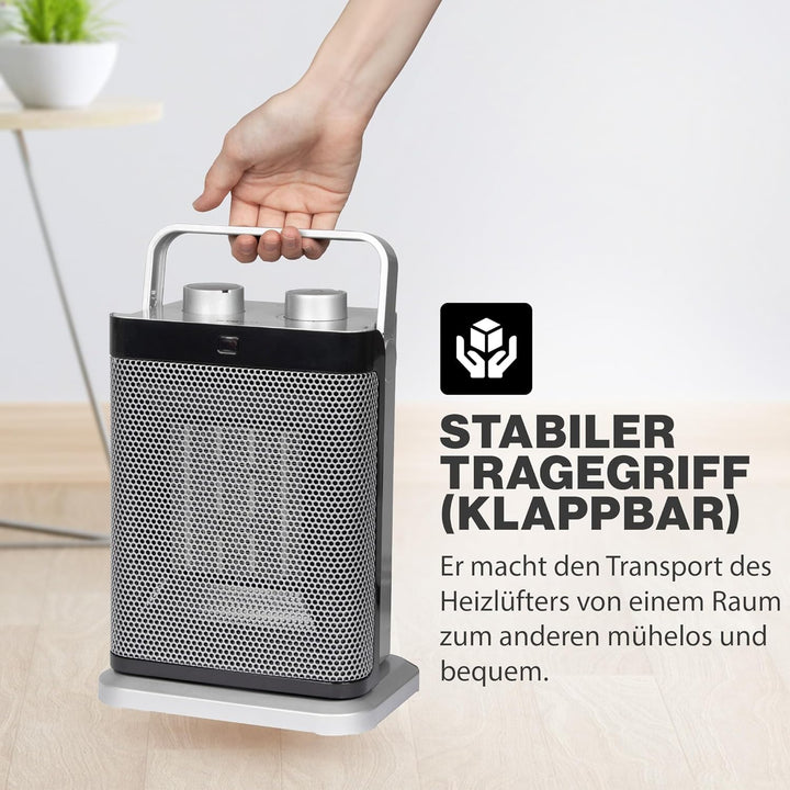 Clatronic HL 3631 Keramik-Heizlüfter, 7-Stufen-Schalter, stufenlos regelbarer Thermostat, 1000/1500