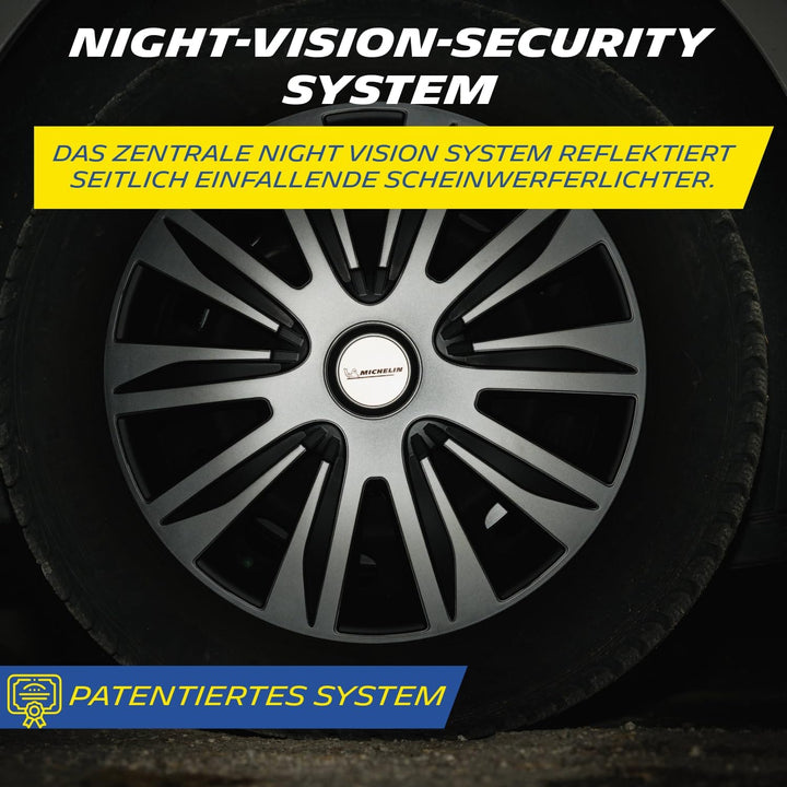 MICHELIN Radkappen 16 Zoll Universal Radzierblenden Monique 4er Set Fürs Auto ABS Kunststoff | Silbe