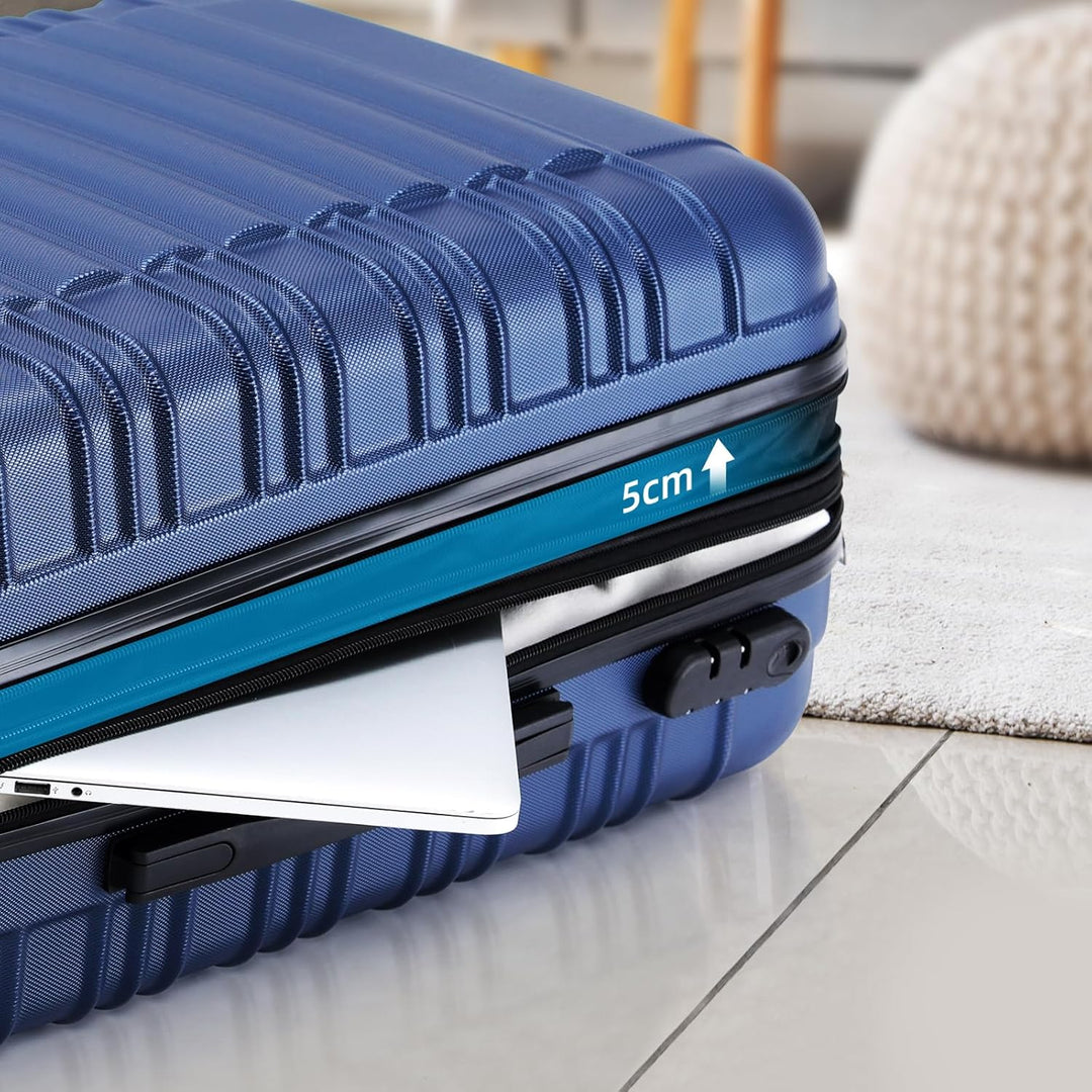 BEIBYE 2088 Zwillingsrollen Reisekoffer Koffer Trolleys Hartschale M-L-XL-Set (Dunkelblau, M) Dunkel