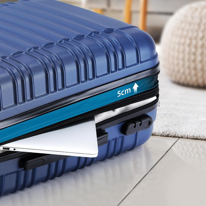 BEIBYE 2088 Zwillingsrollen Reisekoffer Koffer Trolleys Hartschale M-L-XL-Set (Dunkelblau, M) Dunkel