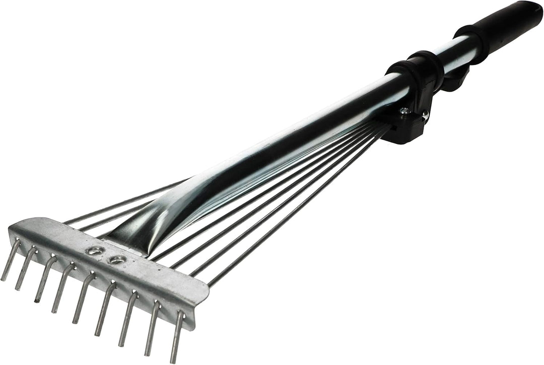 KOTARBAU® Robuster Fächerbesen 32 cm aus Metall Verstellbar 60 - 245 mm Minirechen mit 9 Zinken Laub