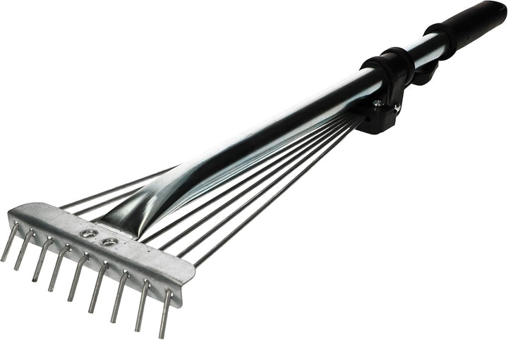 KOTARBAU® Robuster Fächerbesen 32 cm aus Metall Verstellbar 60 - 245 mm Minirechen mit 9 Zinken Laub