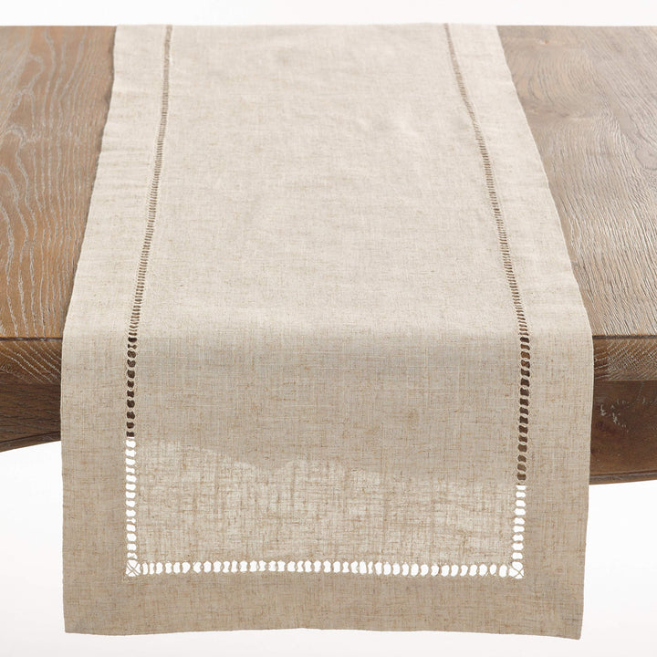 SARO LIFESTYLE 731.N1672B Toscana Collection Leinen-Mischgewebe, gesäumt, natürlich, 40,6 x 182,9 cm