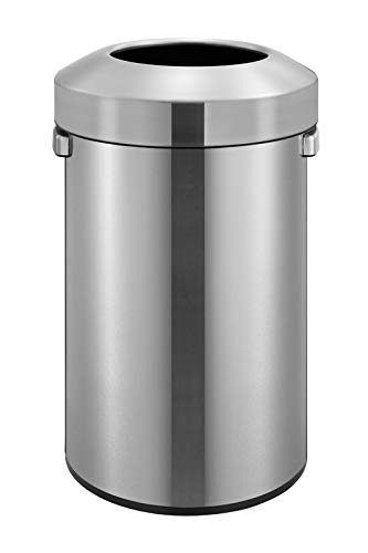 PROREGAL Stilvoller offener Abfallsammler aus gebürstetem Edelstahl | 60 Liter, HxØ 68,5x40,5cm | Si