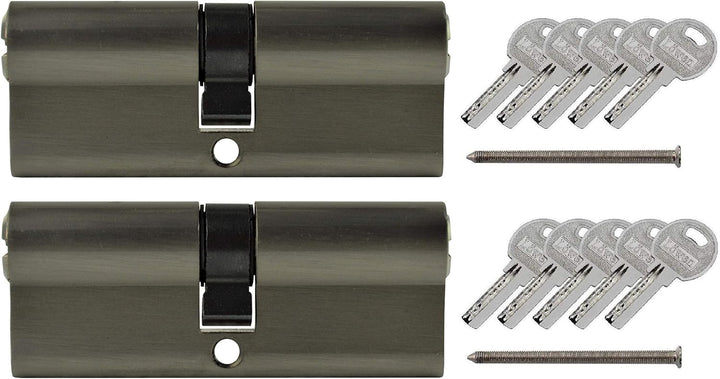 LÖWEN 80 mm 2x Zylinderschloss 40/40 Doppelzylinder gleichschliessend Massive Schliesszylinder inkl.