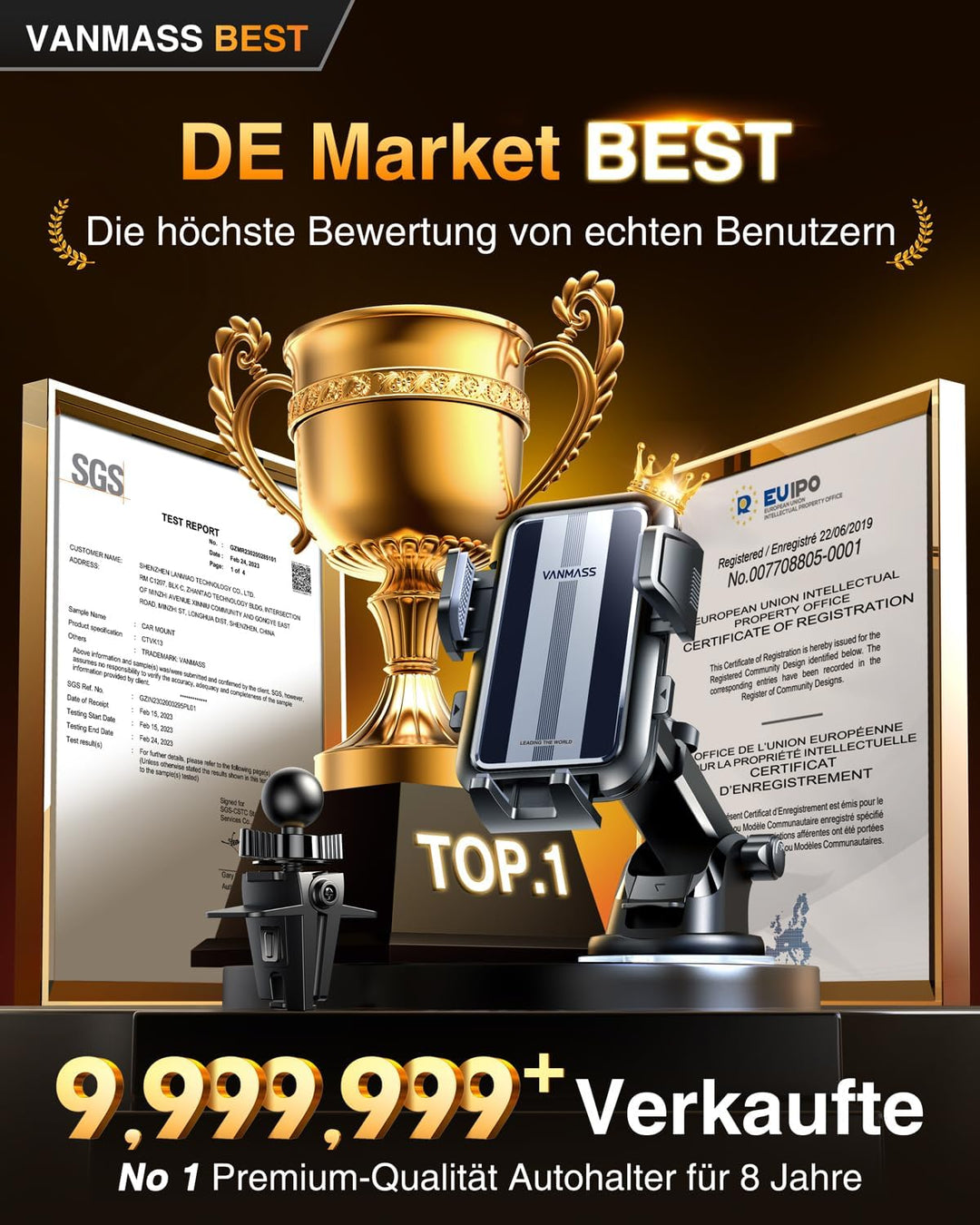 VANMASS Handyhalterung Auto [Ultimative Version] Handy Halterung Auto 2023 Saugnapf Pro Universale K
