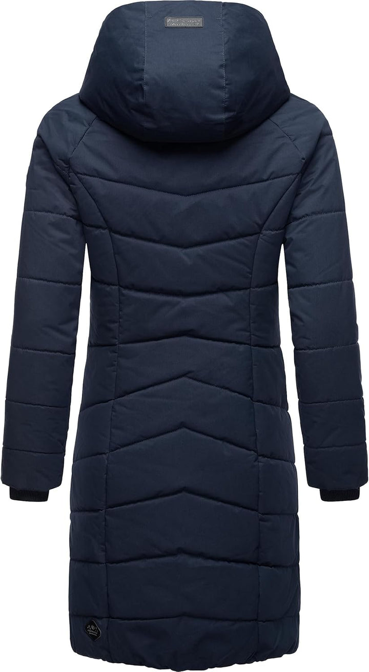 Ragwear Damen Wintermantel Warmer wasserdichter Steppmantel lang mit Kapuze Dizzie Coat XS-6XL S Nav