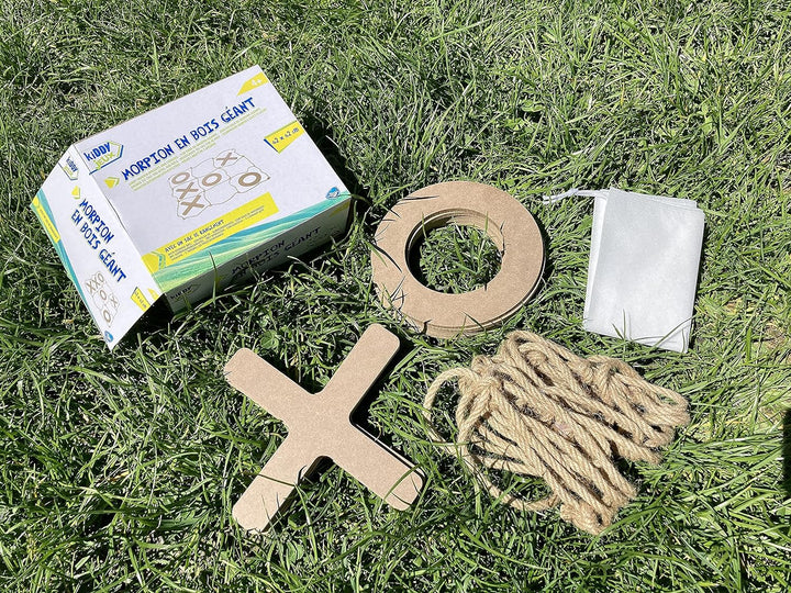 XXL Holz TIC TAC Toe Spiel X und O Kinderspiel für Indoor & Outdoor Party-Spiel, Tic Tac Toe