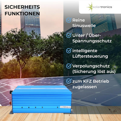 solartronics Spannungswandler TS2000 24V 2000/4000 Watt Reiner Sinus blau Solar Inverter Wechselrich