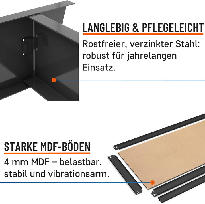 2er-Set 180x60x40 cm Schwerlastregal/Steckregal schwarz mit 5 Böden je 175 kg Tragkraft, Metallregal